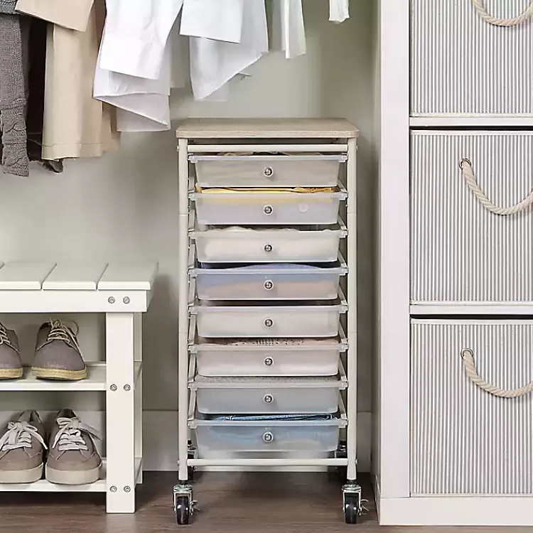 white_drawer_rolling_storage_cart_3.webp 8-Drawer Rolling Storage Cart>Kirklands Home Cheap