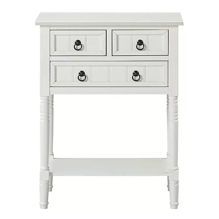 white_drawer_turned_legs_accent_table_3.webp 3-Drawer Turned Legs Accent Table>Kirklands Home Best Sale