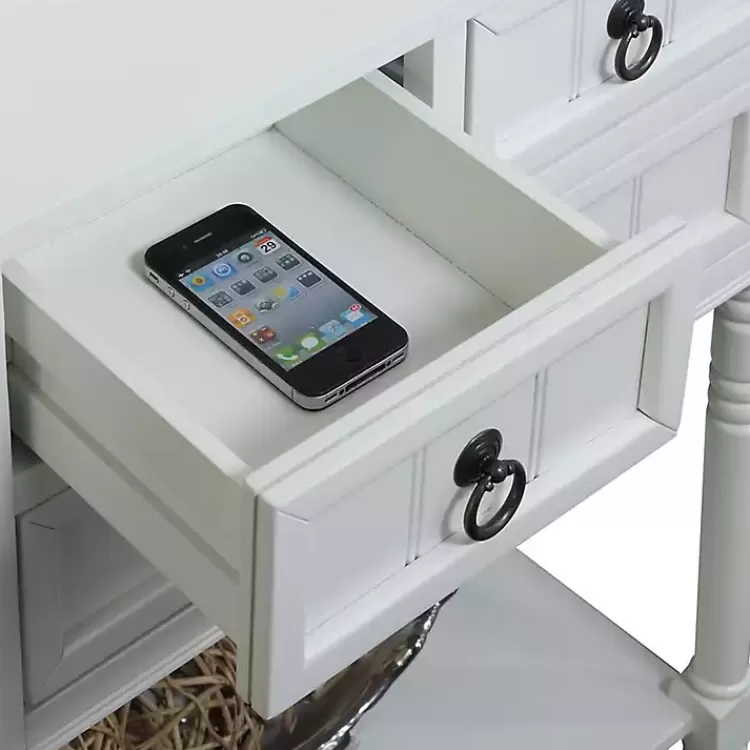 white_drawer_turned_legs_accent_table_6.webp 3-Drawer Turned Legs Accent Table>Kirklands Home Best Sale