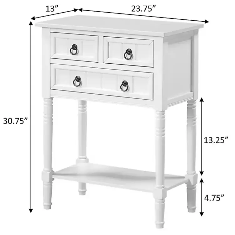 white_drawer_turned_legs_accent_table_8.webp 3-Drawer Turned Legs Accent Table>Kirklands Home Best Sale