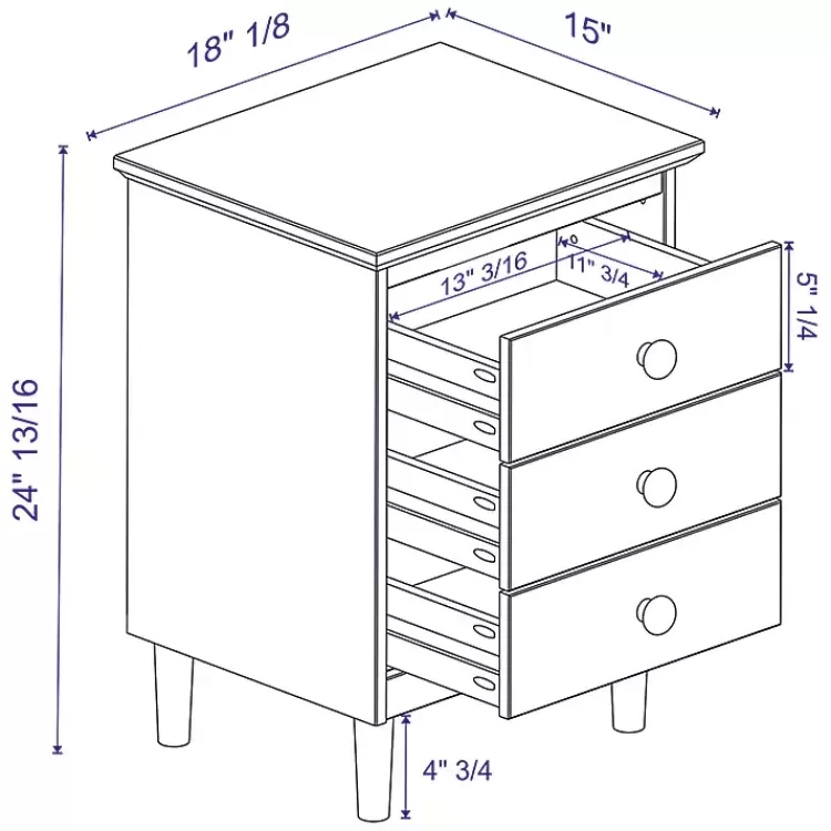 white_drawer_wood_nightstand_4.webp 3-Drawer Wood Nightstand>Kirklands Home Hot