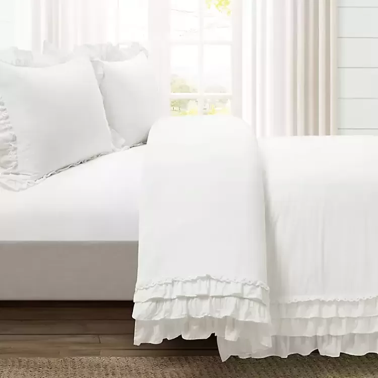 white_ella_ruffle_pc_king_duvet_set_2.webp Ella Ruffle 3-pc. King Duvet Set>Kirklands Home Outlet
