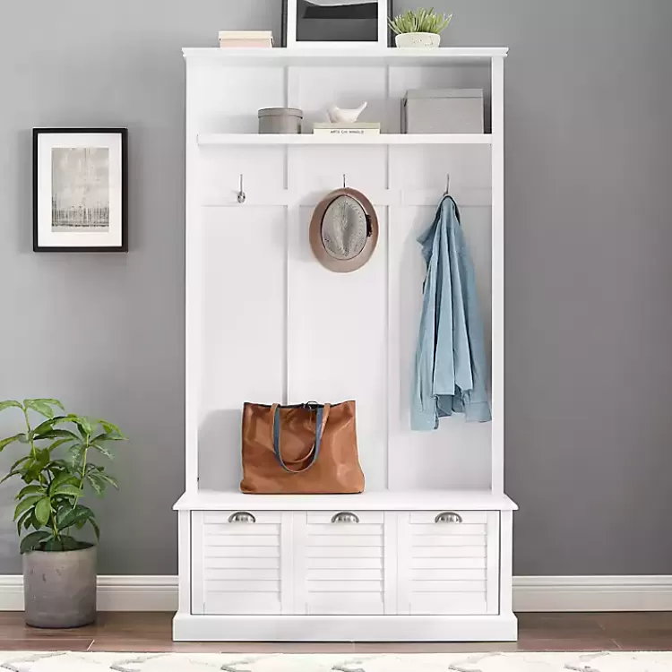 White Ellison Hall Tree with Storage Bench>Kirklands Home Discount