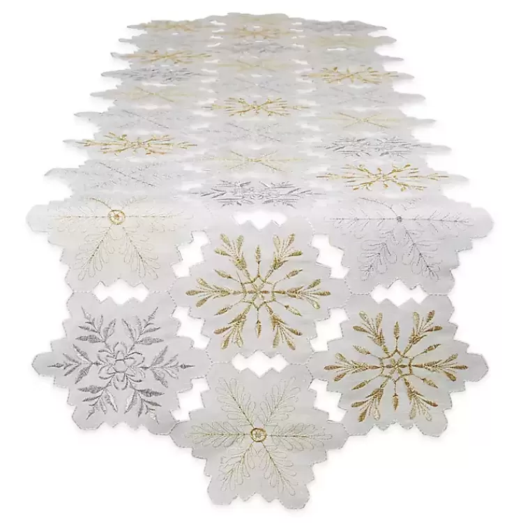 White Embroidered Snowflakes Table Runner>Kirklands Home Cheap