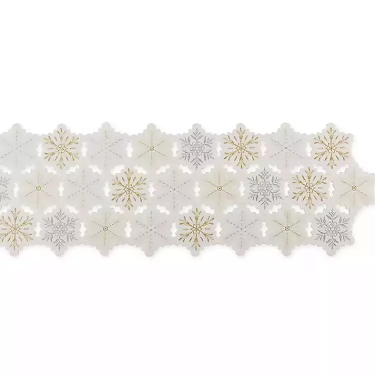 White Embroidered Snowflakes Table Runner>Kirklands Home Cheap