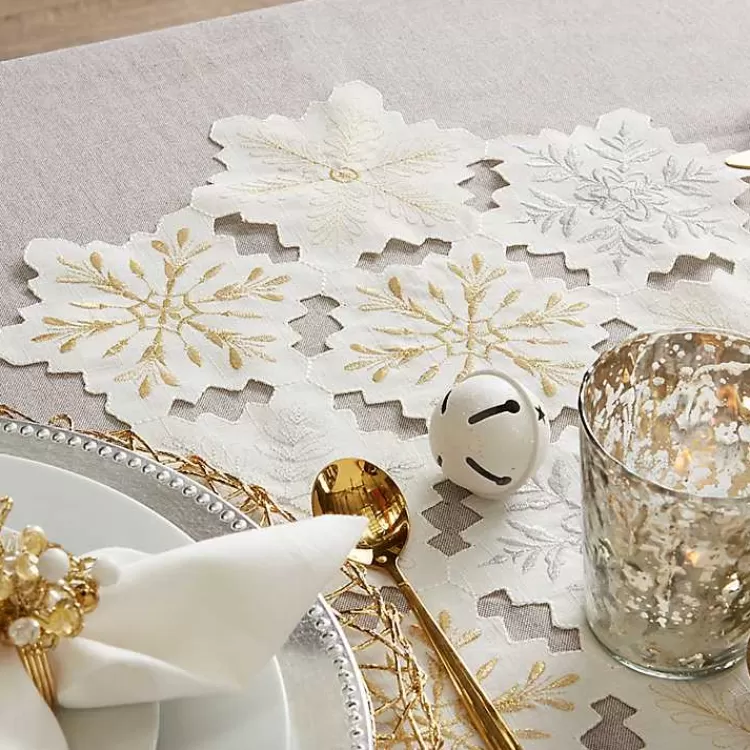 white_embroidered_snowflakes_table_runner_3.webp White Embroidered Snowflakes Table Runner>Kirklands Home Cheap