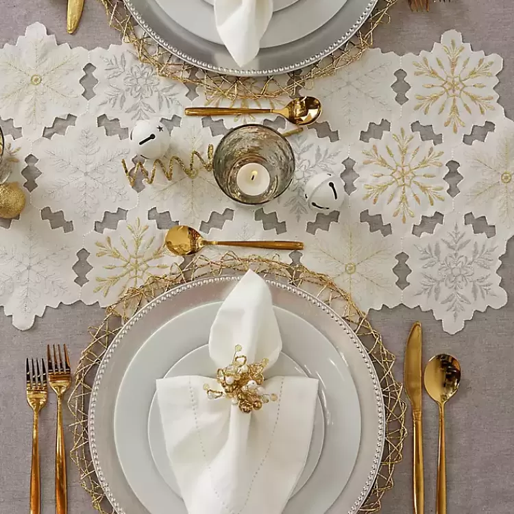 white_embroidered_snowflakes_table_runner_4.webp White Embroidered Snowflakes Table Runner>Kirklands Home Cheap