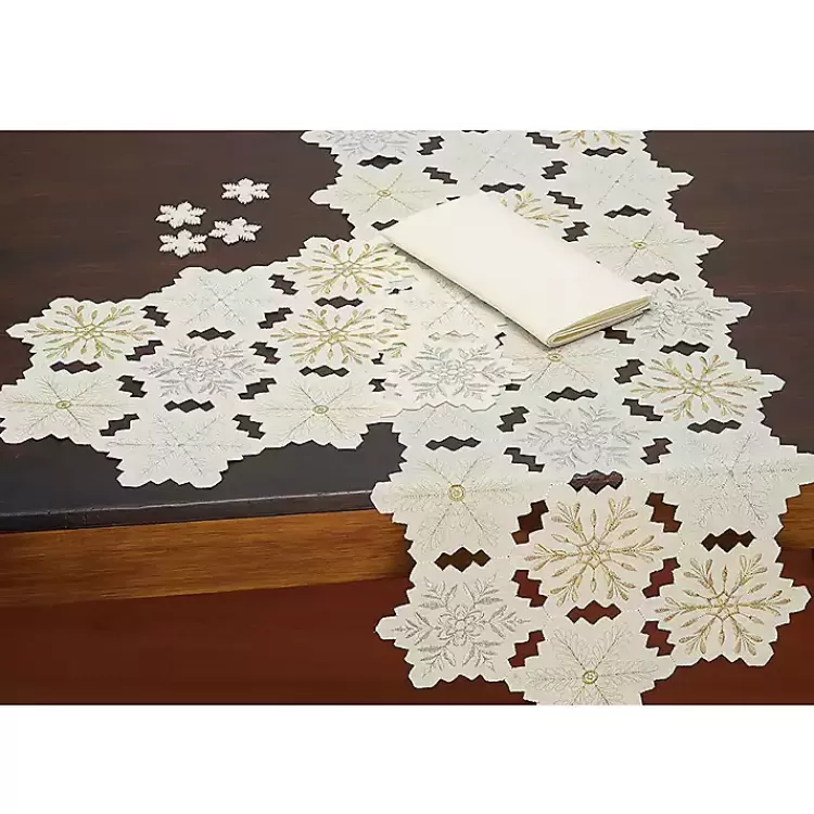 white_embroidered_snowflakes_table_runner_7.webp White Embroidered Snowflakes Table Runner>Kirklands Home Cheap