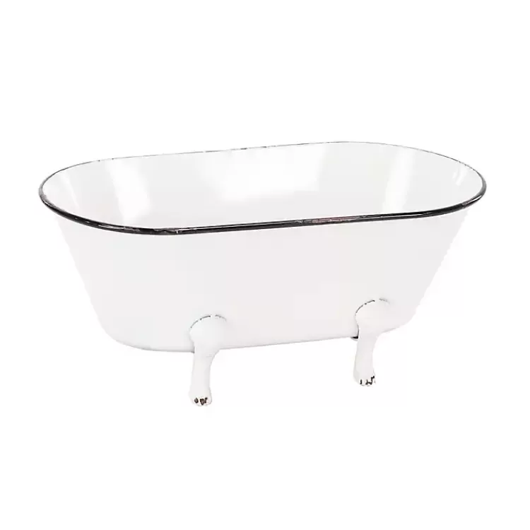 White Enamel Metal Tub Planter>Kirklands Home Hot