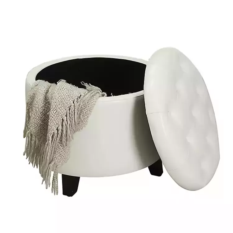 white_faux_leather_eliza_round_storage_ottoman_3.webp Faux Leather Eliza Round Storage Ottoman>Kirklands Home Online