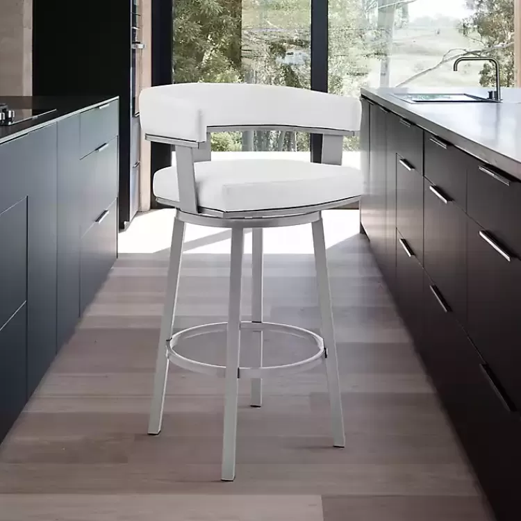 white_faux_leather_lorin_swivel_counter_stool_10.webp Faux Leather Lorin Swivel Counter Stool>Kirklands Home Discount