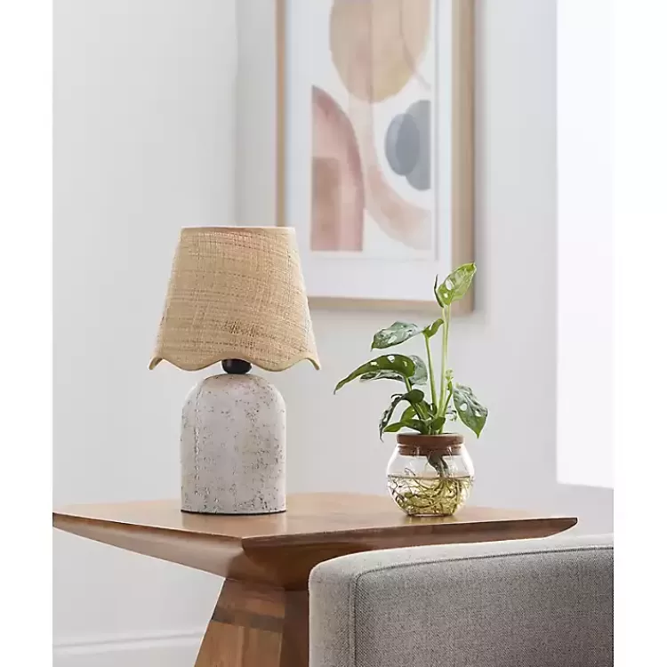 Faux Stone Table Lamp with Scalloped Shade>Kirklands Home Discount