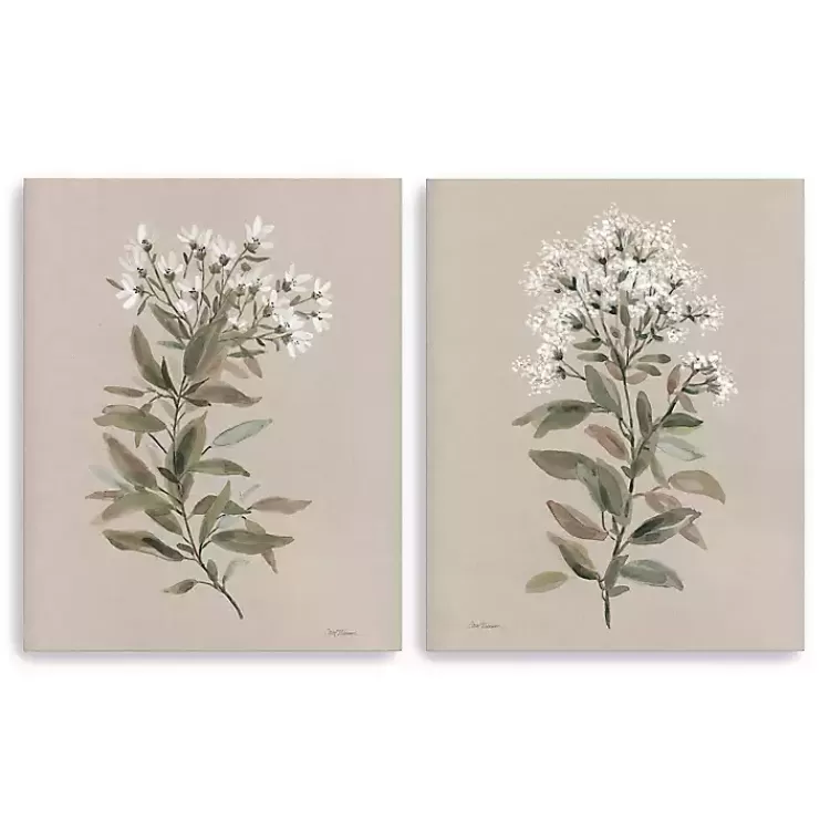 White Floral Stem Canvas Art Prints, Set of 2>Kirklands Home Best Sale