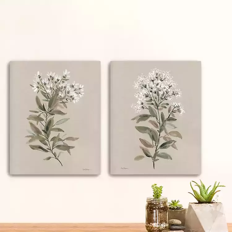 White Floral Stem Canvas Art Prints, Set of 2>Kirklands Home Best Sale