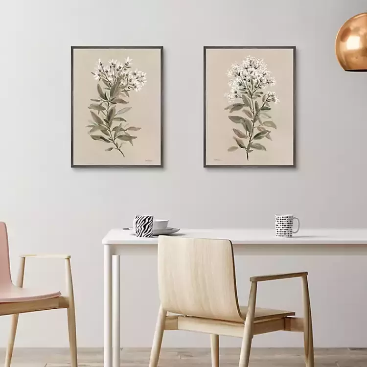 White Floral Stems Framed Canvas Prints, Set of 2>Kirklands Home Flash Sale
