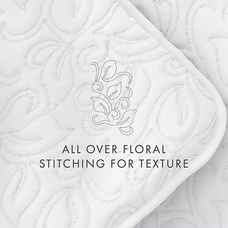 white_floral_stitch_pc_queen_quilt_set_8.webp Floral Stitch 3-pc. Queen Quilt Set>Kirklands Home Fashion