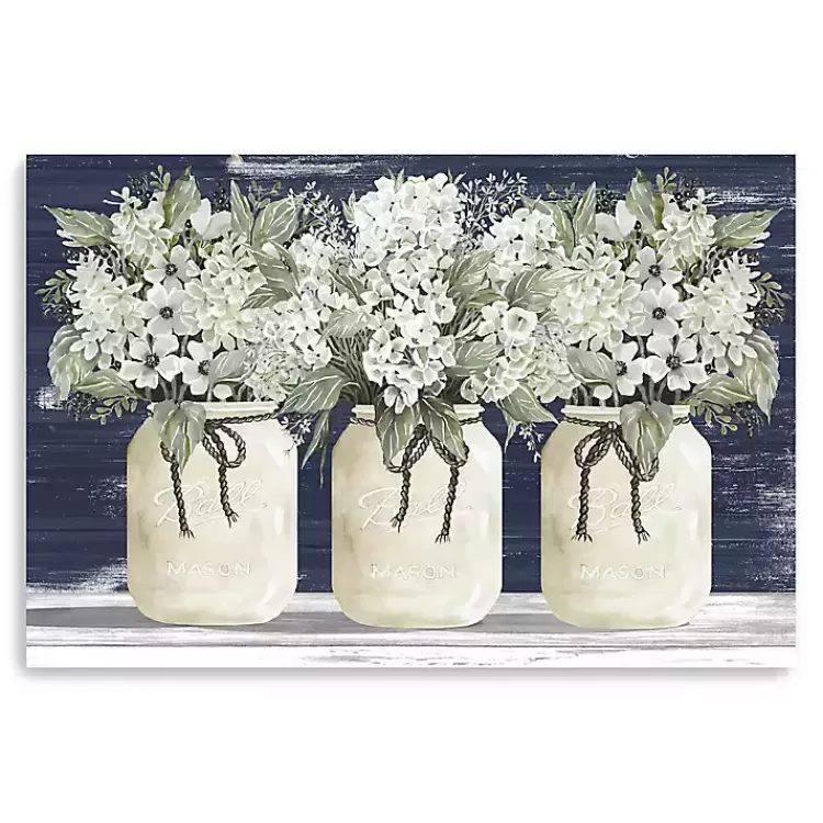 White Floral Trio Giclee Canvas Art Print>Kirklands Home Clearance