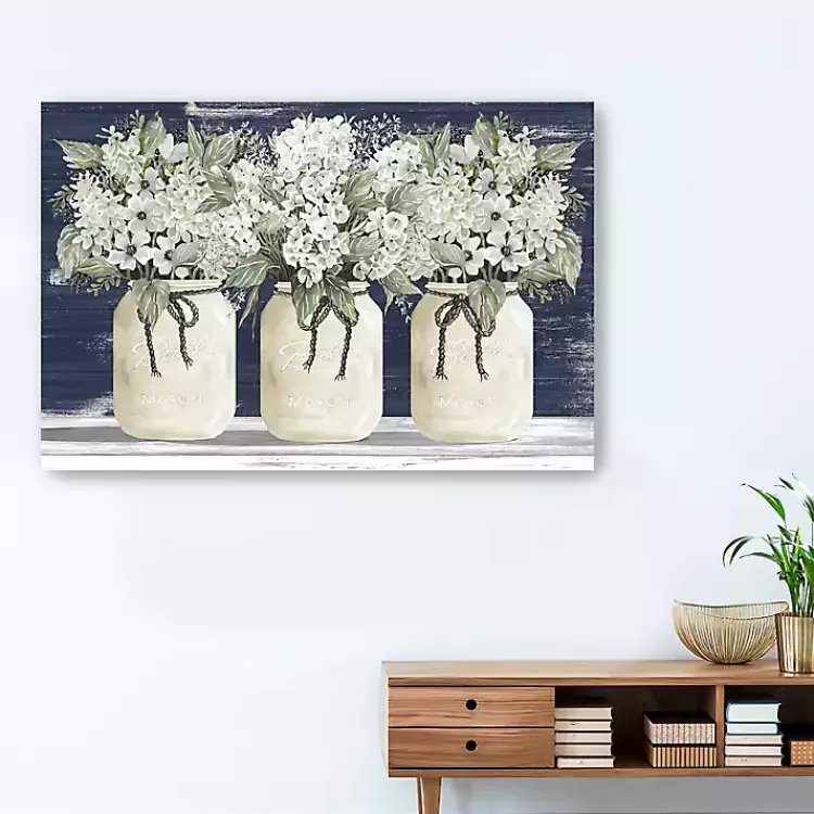 White Floral Trio Giclee Canvas Art Print>Kirklands Home Clearance
