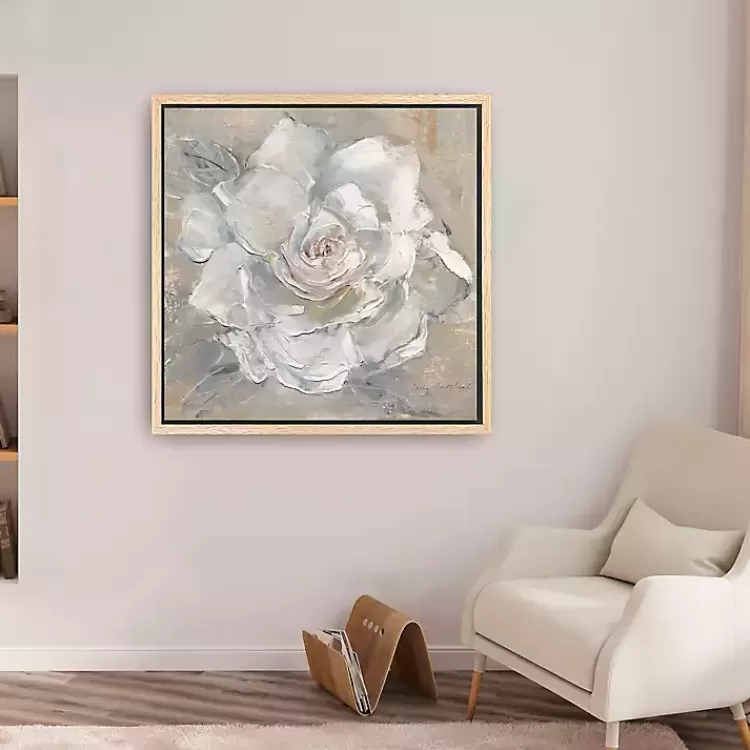 White Gardenia Flower Framed Canvas Art Print>Kirklands Home Shop