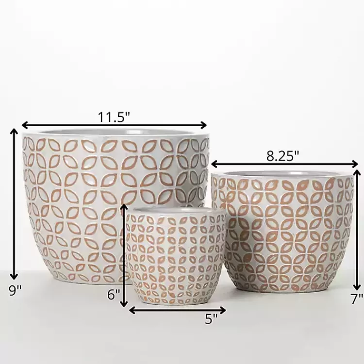 white_geometric_clay_planters_set_of__3.webp White Geometric Clay Planters, Set of 3>Kirklands Home Cheap