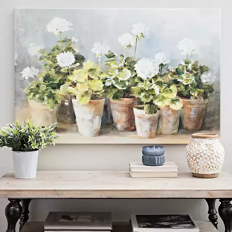 White Geraniums Canvas Art Print, 40x26 in.>Kirklands Home Outlet