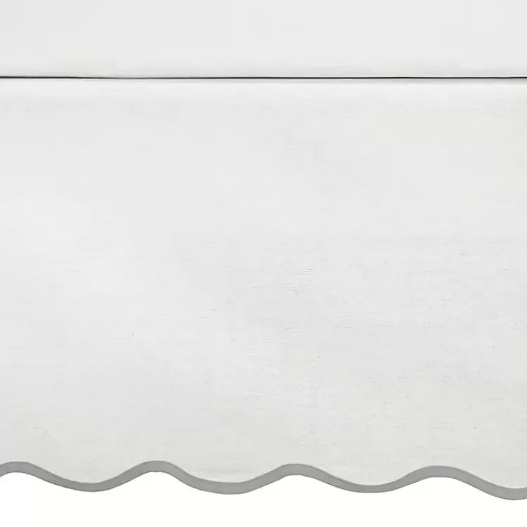 White Gray Scalloped Coastal Queen Bed Skirt>Kirklands Home Online
