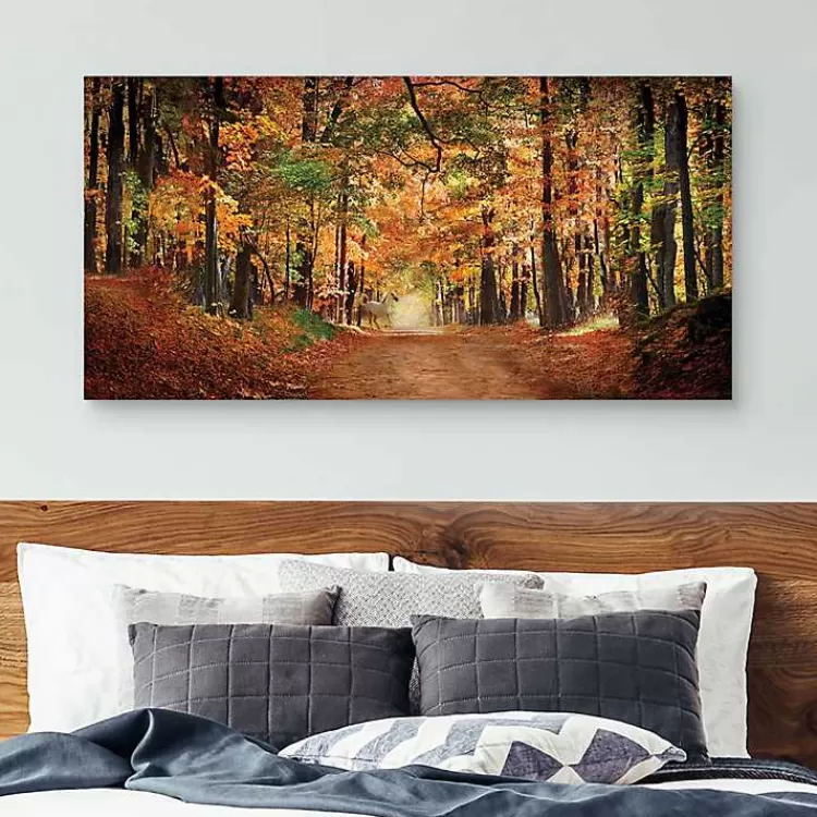 White Horse In Autumn Canvas Art Print>Kirklands Home Fashion