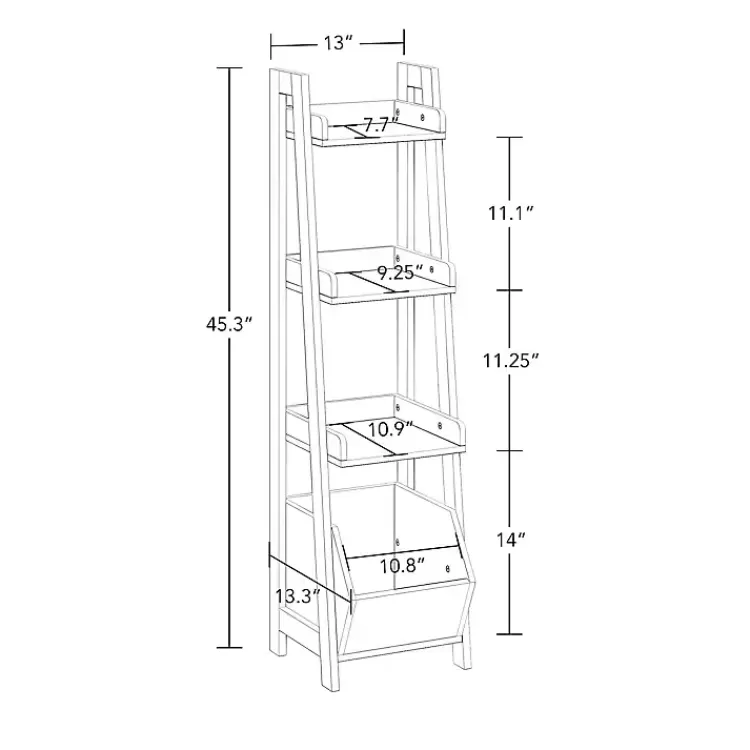 white_ladder_shelf_with_cubby__in_2.webp Ladder Shelf with Cubby, 13 in.>Kirklands Home Hot