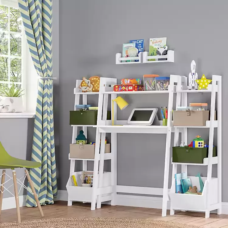 white_ladder_shelf_with_cubby__in_7.webp Ladder Shelf with Cubby, 13 in.>Kirklands Home Hot