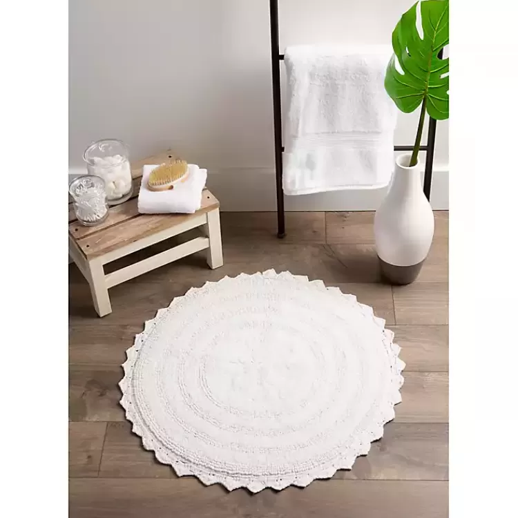 white_large_crochet_round_bath_mat_3.webp Large Crochet Round Bath Mat>Kirklands Home Best Sale