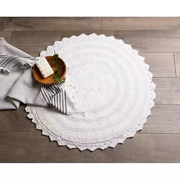 white_large_crochet_round_bath_mat_4.webp Large Crochet Round Bath Mat>Kirklands Home Best Sale