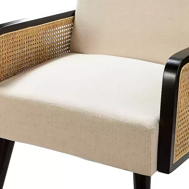 White Linen and Rattan Accent Chair>Kirklands Home New