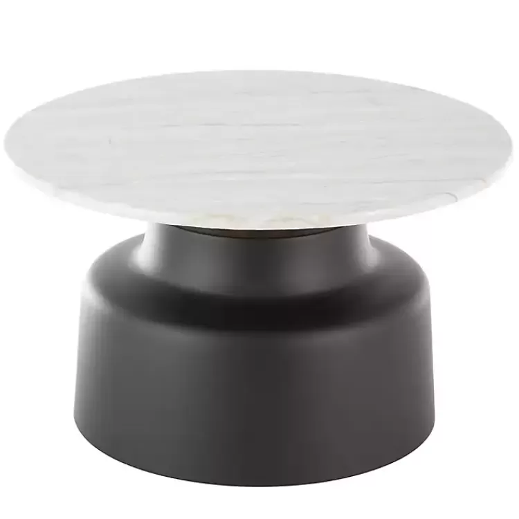 Marble & Black Metal Pedestal Coffee Table>Kirklands Home Flash Sale