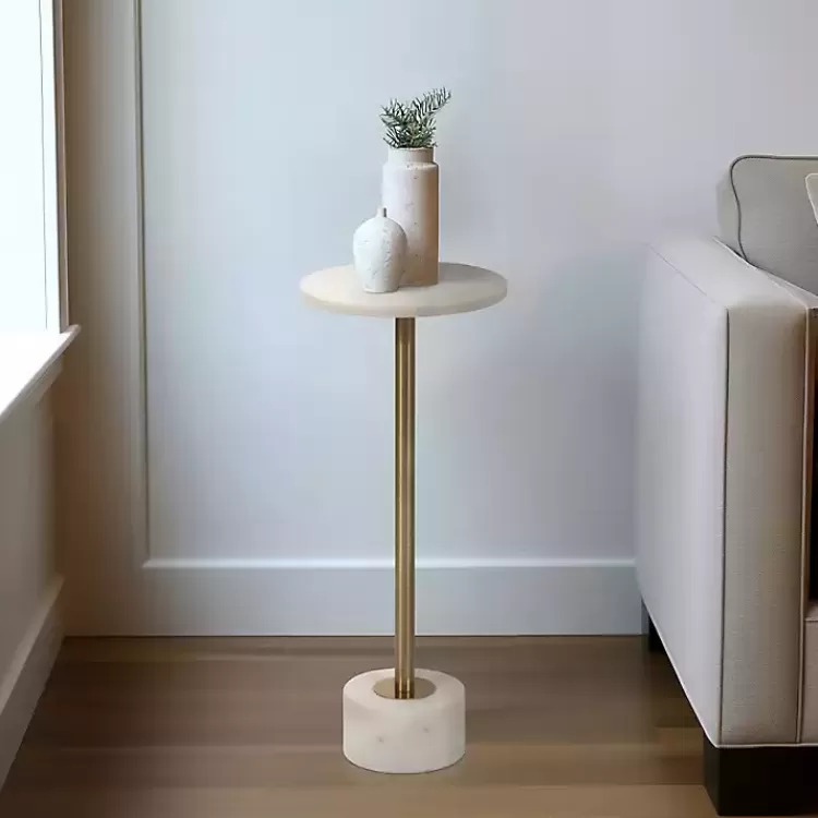 white_marble__gold_metal_round_cocktail_table_8.webp Marble & Gold Metal Round Cocktail Table>Kirklands Home Best