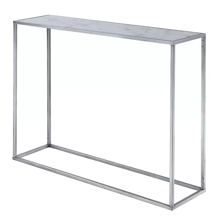 White Marble & Metal Slim Console Table>Kirklands Home New