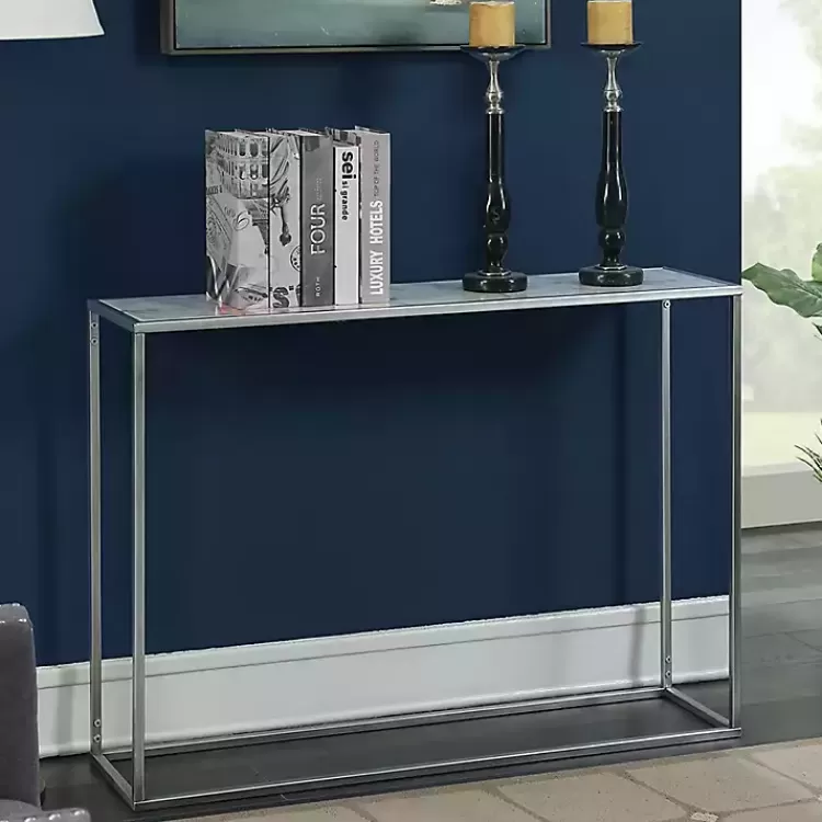 White Marble & Metal Slim Console Table>Kirklands Home New