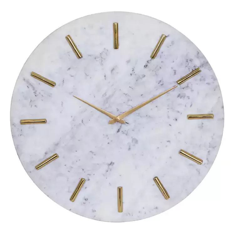 White Marble and Gold Accent Wall Clock, 20 in.>Kirklands Home Online