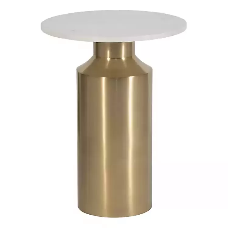 Marble and Gold Cylinder Accent Table>Kirklands Home Hot