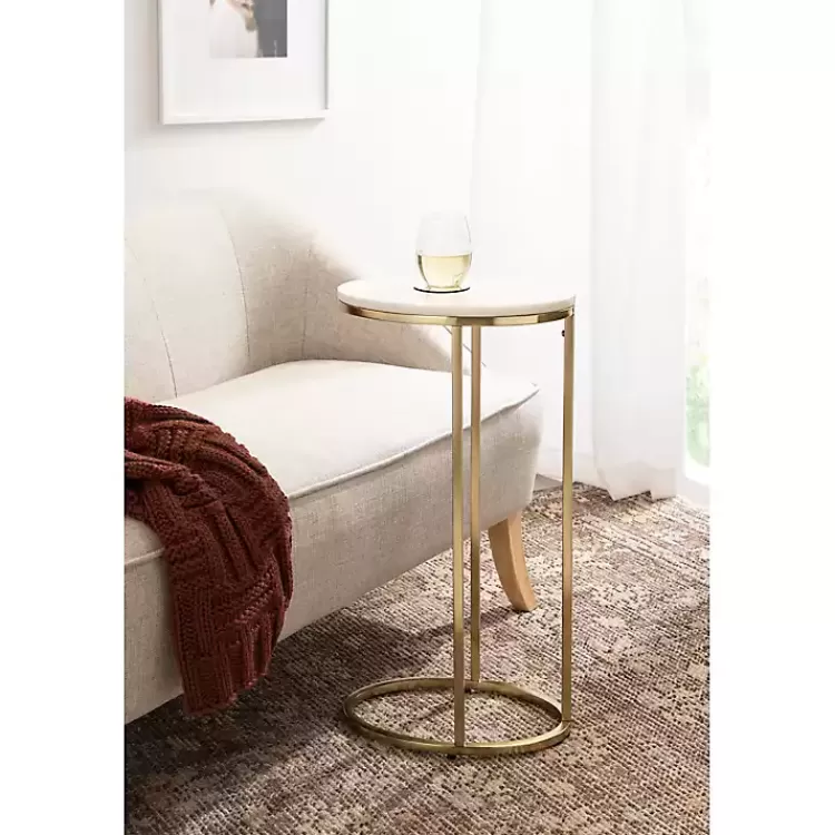 white_marble_and_gold_oval_cshape_accent_table_5.webp Marble and Gold Oval C-Shape Accent Table>Kirklands Home Flash Sale
