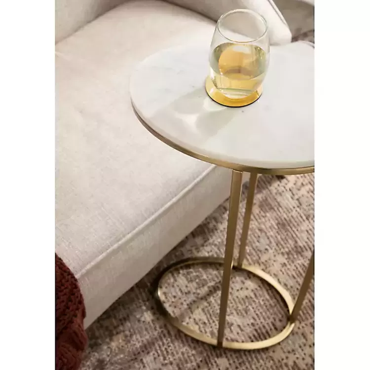 white_marble_and_gold_oval_cshape_accent_table_7.webp Marble and Gold Oval C-Shape Accent Table>Kirklands Home Flash Sale