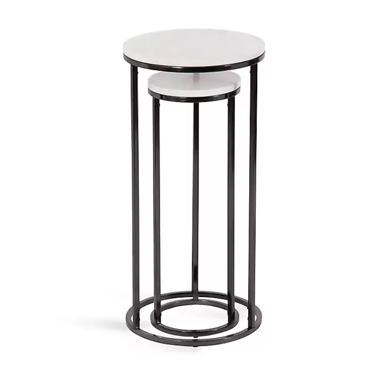 white_marble_black_nesting_accent_tables_set_of__3.webp White Marble Nesting Accent Tables, Set of 2>Kirklands Home Flash Sale