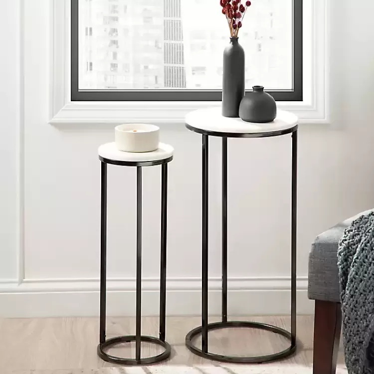 white_marble_black_nesting_accent_tables_set_of__7.webp White Marble Nesting Accent Tables, Set of 2>Kirklands Home Flash Sale