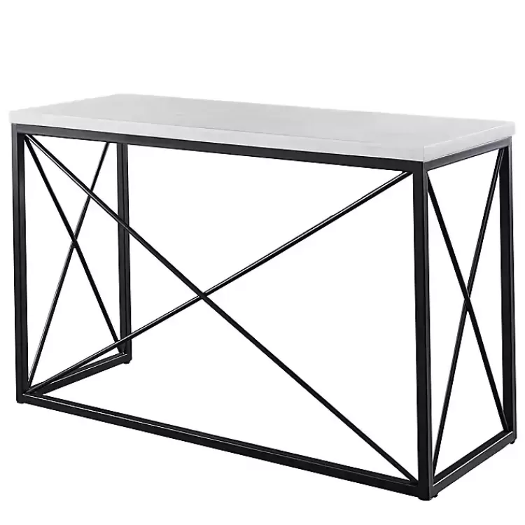 White Marble Top Sabin Metal Base Sofa Table>Kirklands Home Online