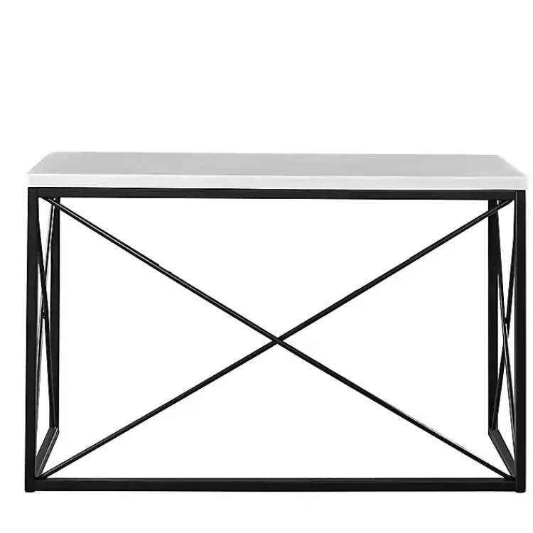 White Marble Top Sabin Metal Base Sofa Table>Kirklands Home Online