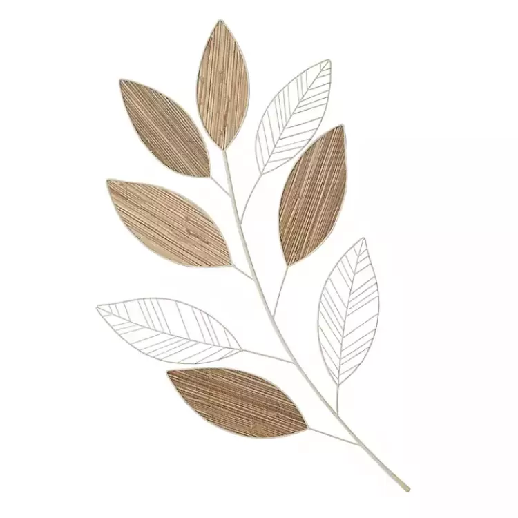 White Metal and Reed Leaf Wall Plaque>Kirklands Home Best