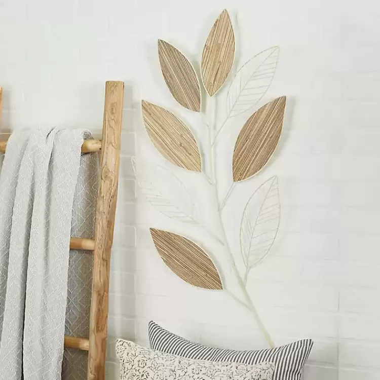 White Metal and Reed Leaf Wall Plaque>Kirklands Home Best
