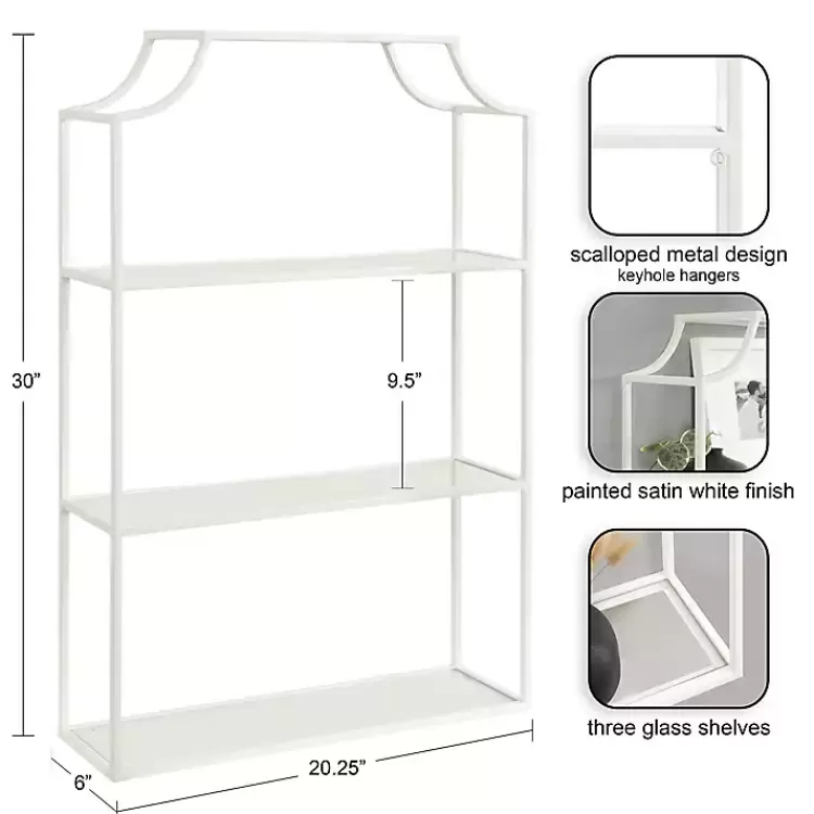 Metal Scalloped 3-Tier Glass Wall Shelf>Kirklands Home Discount