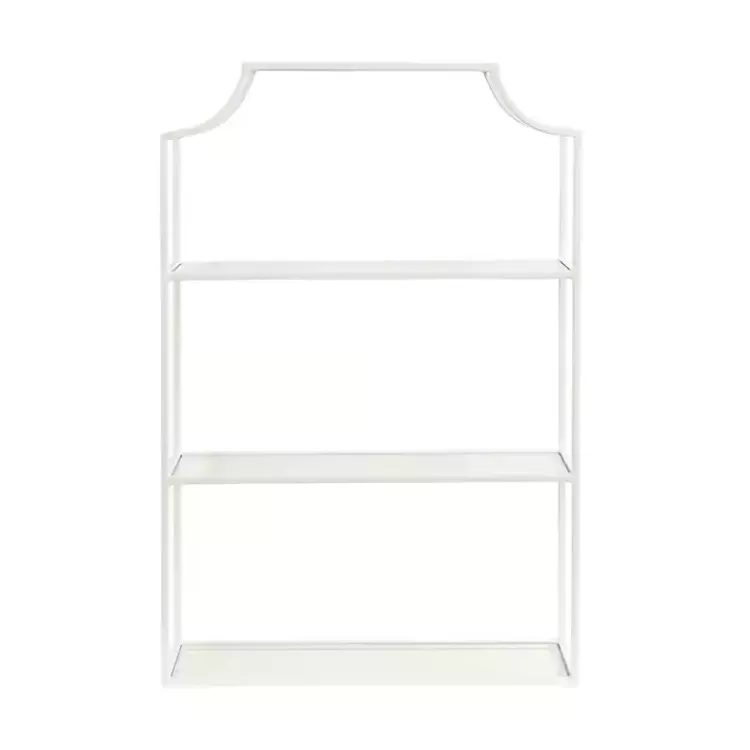 white_metal_scalloped_tier_glass_wall_shelf_4.webp Metal Scalloped 3-Tier Glass Wall Shelf>Kirklands Home Discount
