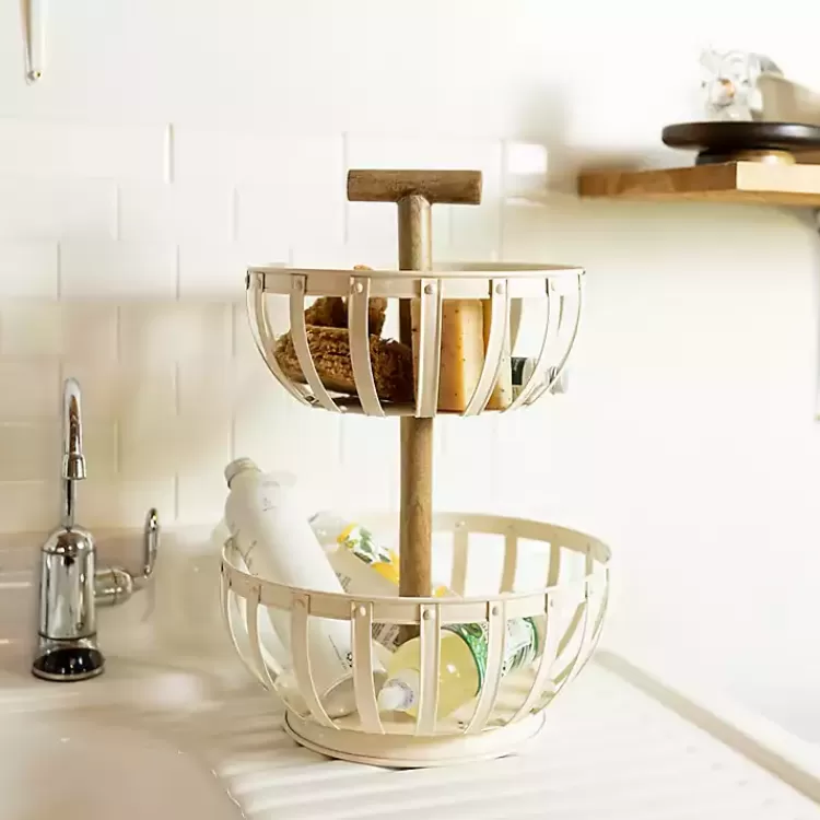 Metal 2-Tier Kitchen Basket>Kirklands Home Discount