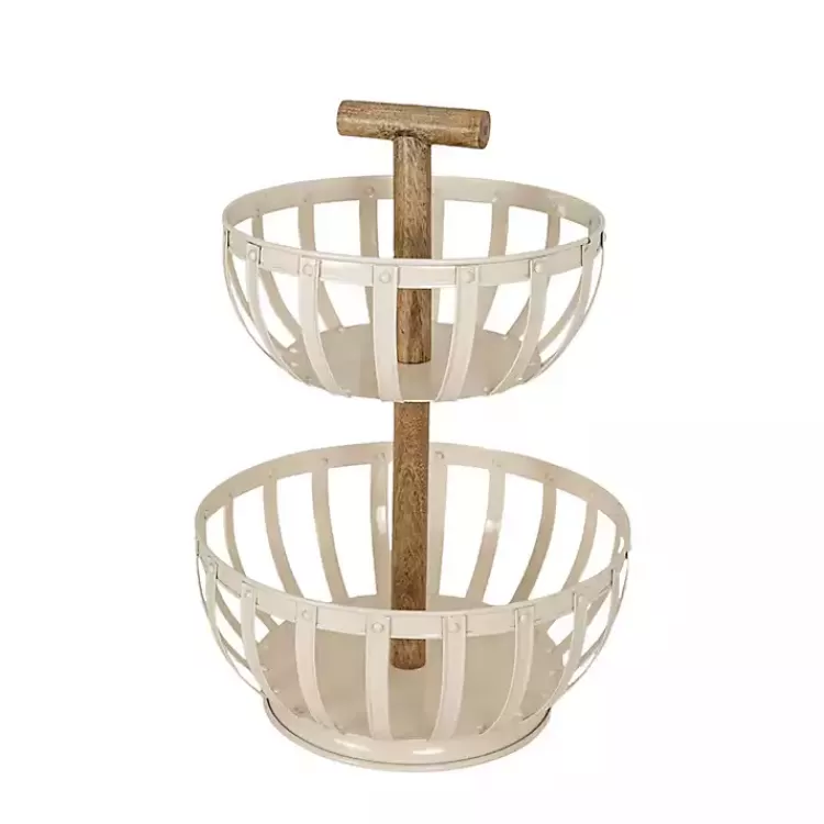 white_metal_tier_kitchen_basket_5.webp Metal 2-Tier Kitchen Basket>Kirklands Home Discount